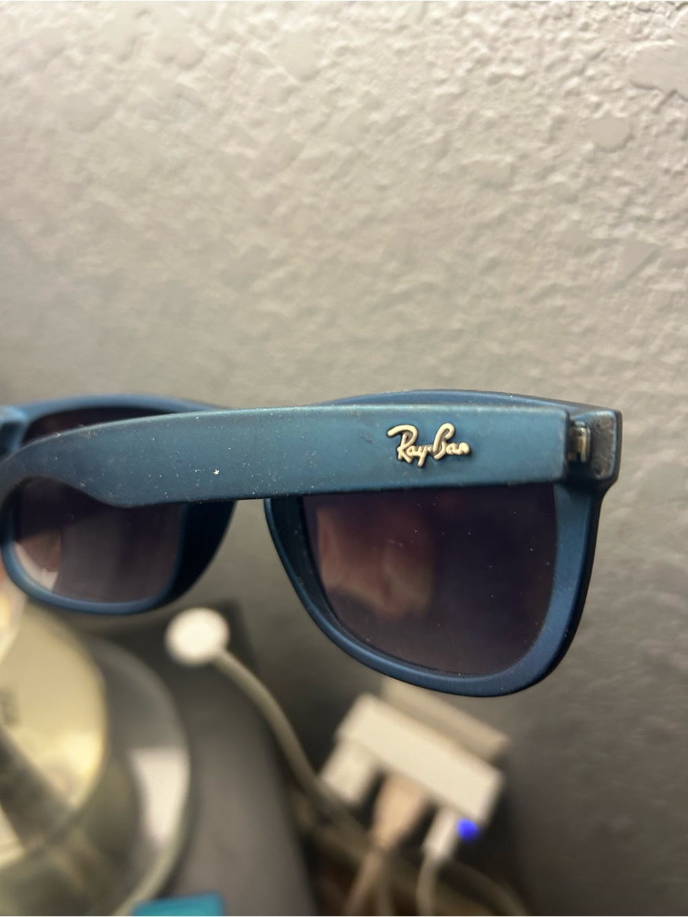 Ray-Ban Justin Matte Navy Blue rubber Rectangular Sunglasses - Picture 10 of 10